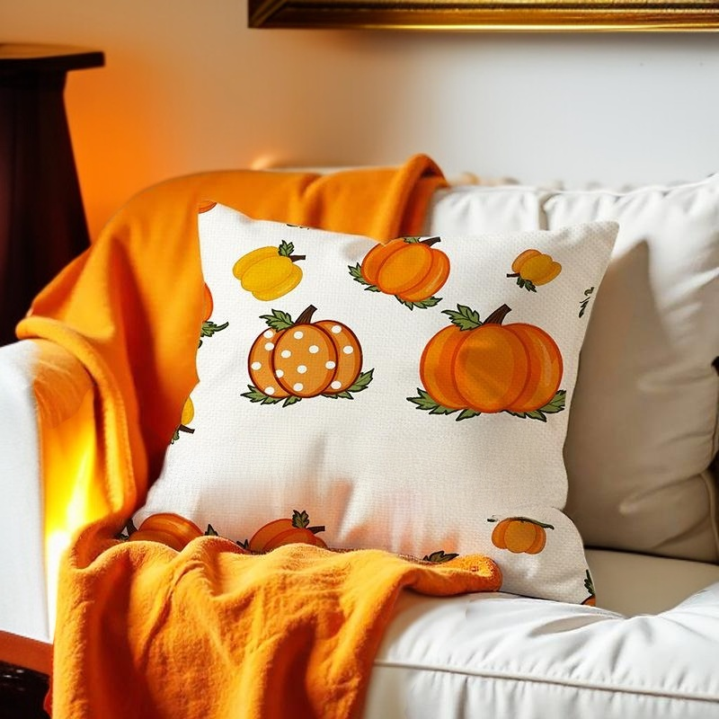 아동 방에 놓인 만화 호박 린넨 베개 커버