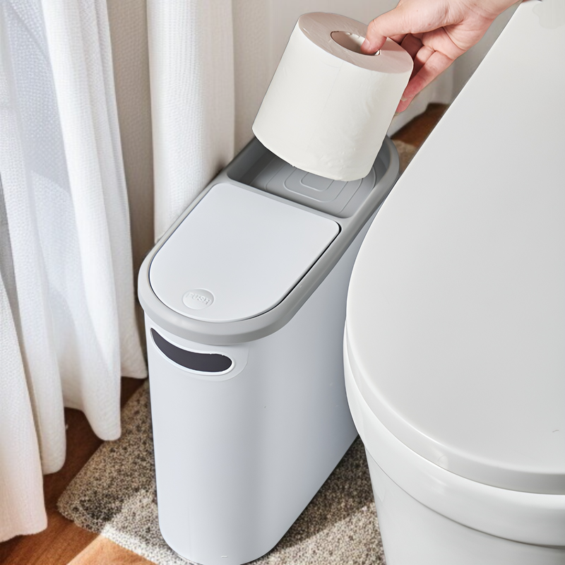 クリエイティブゴミ箱 家庭用トイレゴミ箱 リビングルーム キッチンゴミ箱 バスルーム 隙間ゴミ箱 蓋付き プッシュ式ゴミ箱