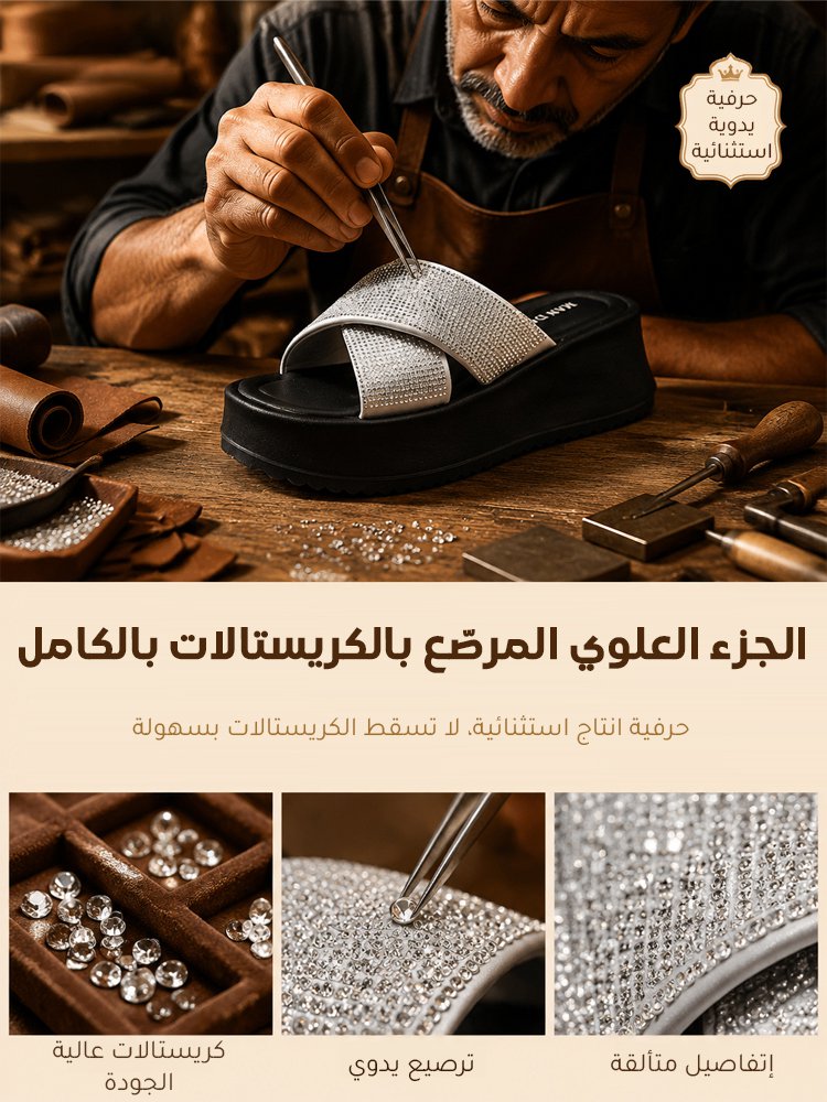 صندل عصري مرصع بكريستالات مشرقة مع كعب ويدج 6.3 سم