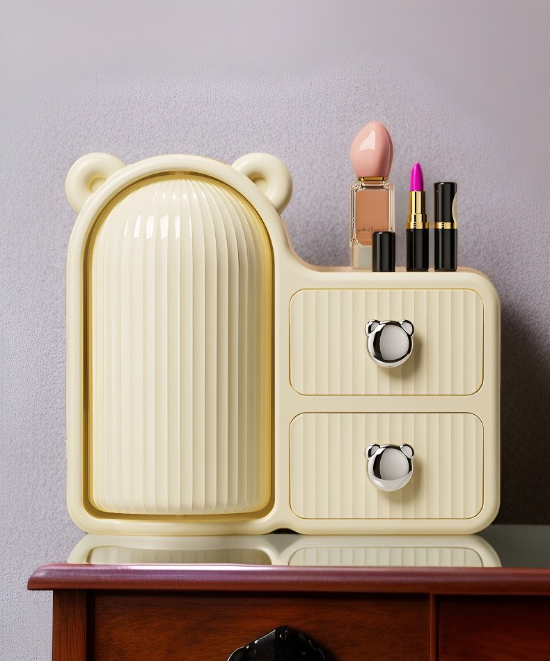 صندوق تجميل دوار مع رفوف متعددة