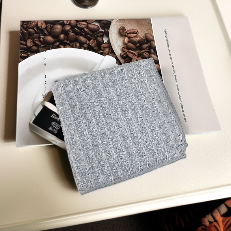 マイクロファイバーキッチンクリーニングクロス、大きくて厚いワッフルクロス、ディッシュクロス、高吸収性、12インチ x 12インチ 4枚パック