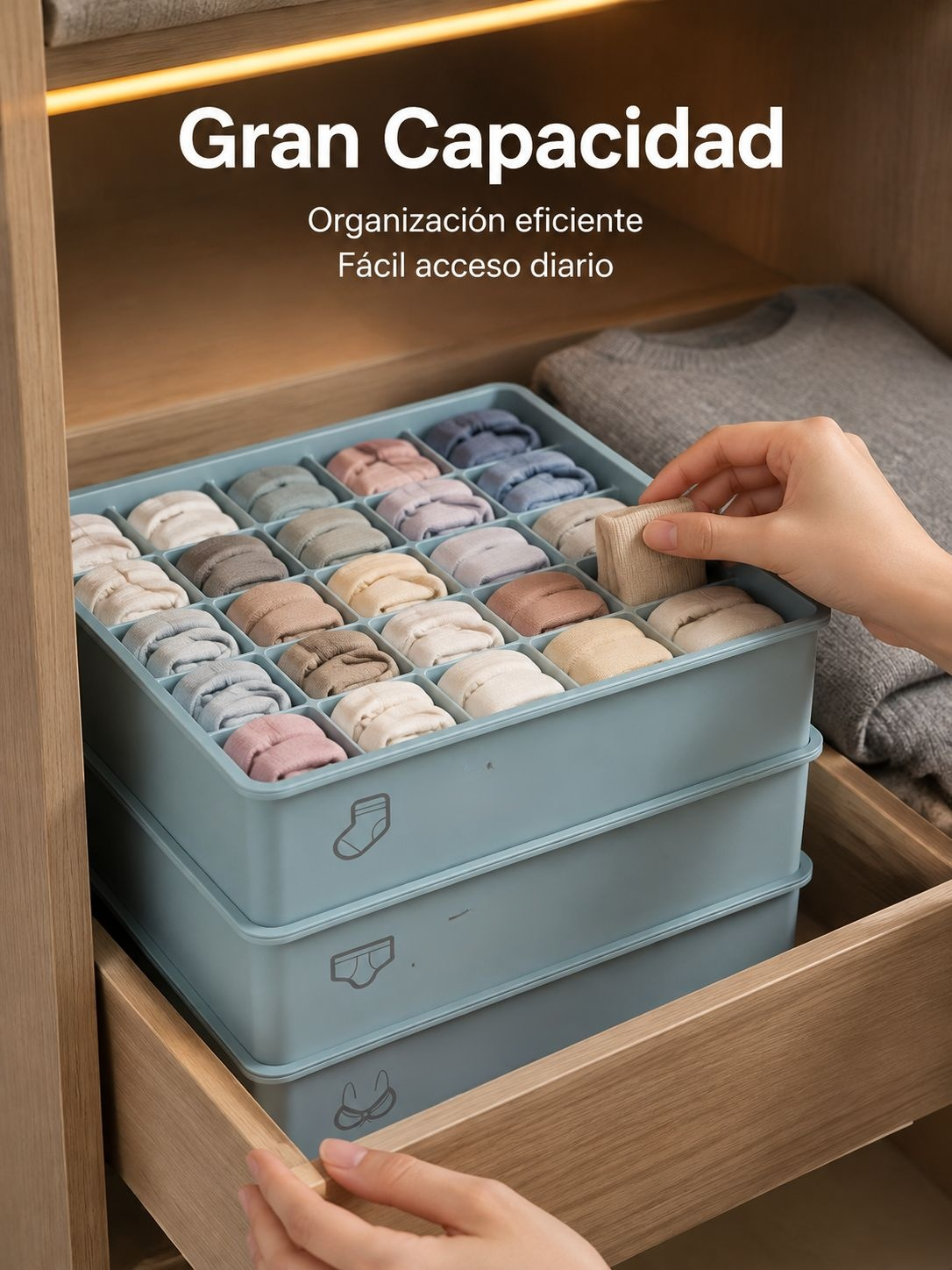 Solución práctica para mantener ropa interior y calcetines organizados