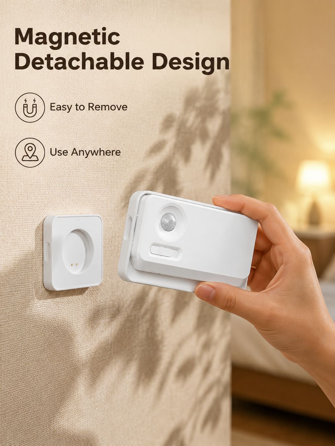 Smart motion-activated wall lamp, bedside lamp, USB rechargeable night light, hallway/staircase magn