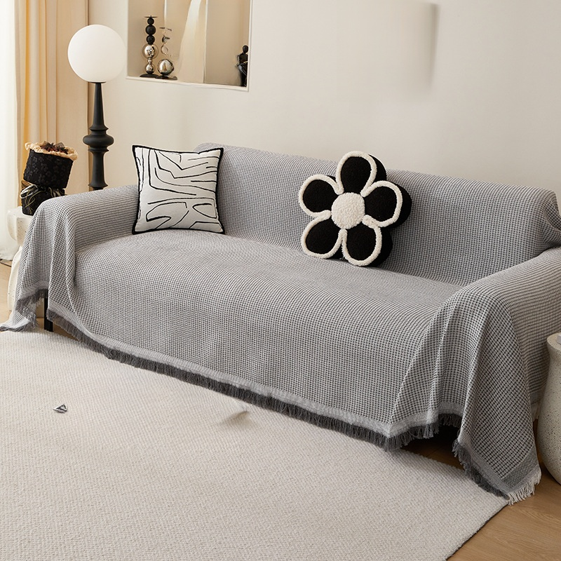 크림 와플 소파 쿠션