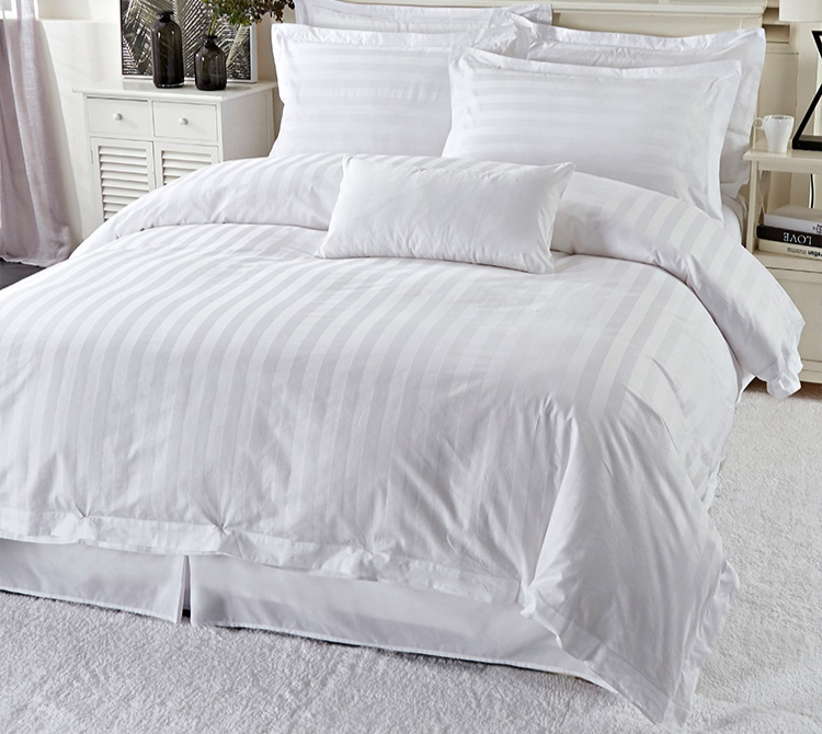 コットン サテンストライプ ベッドシーツ タイタンホテル クイーン