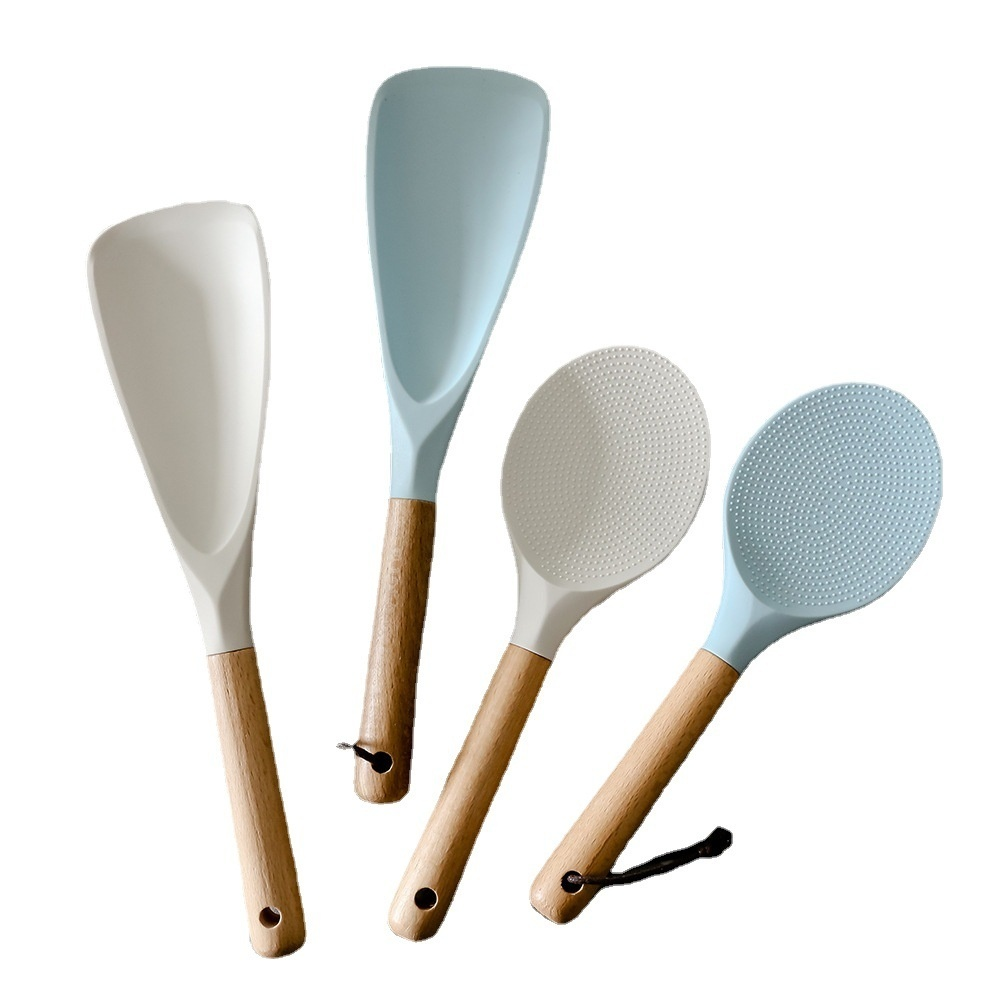Wooden handle silicone rice spoon
