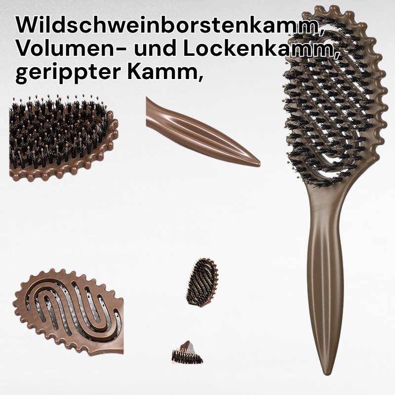 Lockenbürste mit Wildschweinborsten, Skelettbürste, Styling- und Massagebürste
