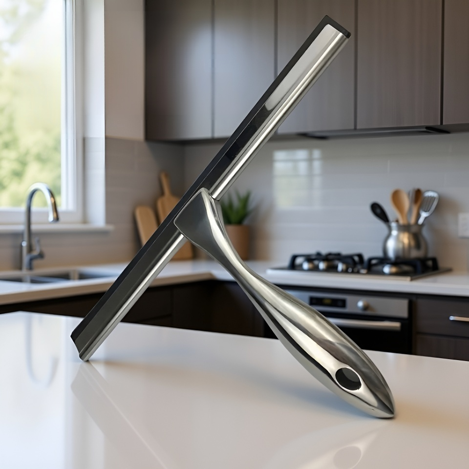 Wycieraczka ze stali nierdzewnej do szkła łazienkowego