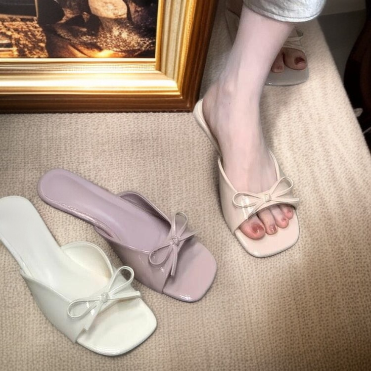 French Bow Flat Sandals, Perfect Match with Dresses