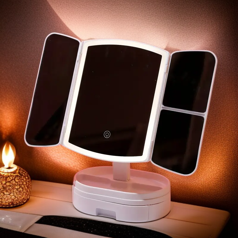 Aufbewahrungsständer mit Touchscreen-Schönheitsspiegel, perfekte Geschenkidee für Damen