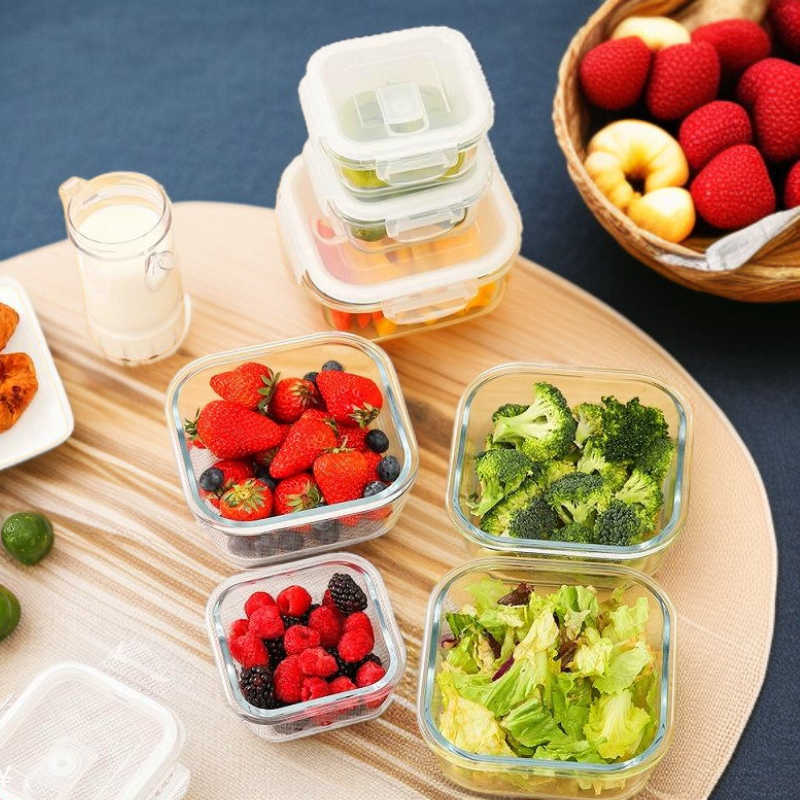 대용량 뚜껑 유리 도시락