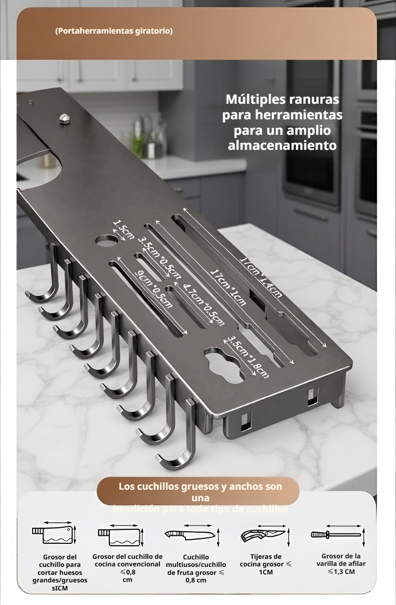 Estante compacto para almacenamiento de cuchillos