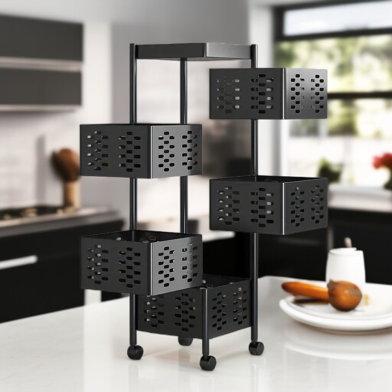 Small Kitchen Multi-use Storage Basket Rotatable Fruit & Vegetable Bin