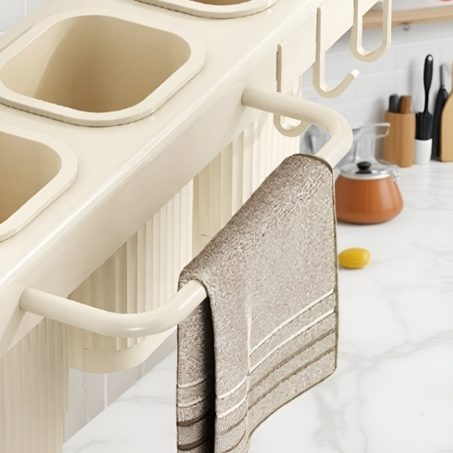 تفاصيل رف تخزين المطبخ المعلق بدون ثقب