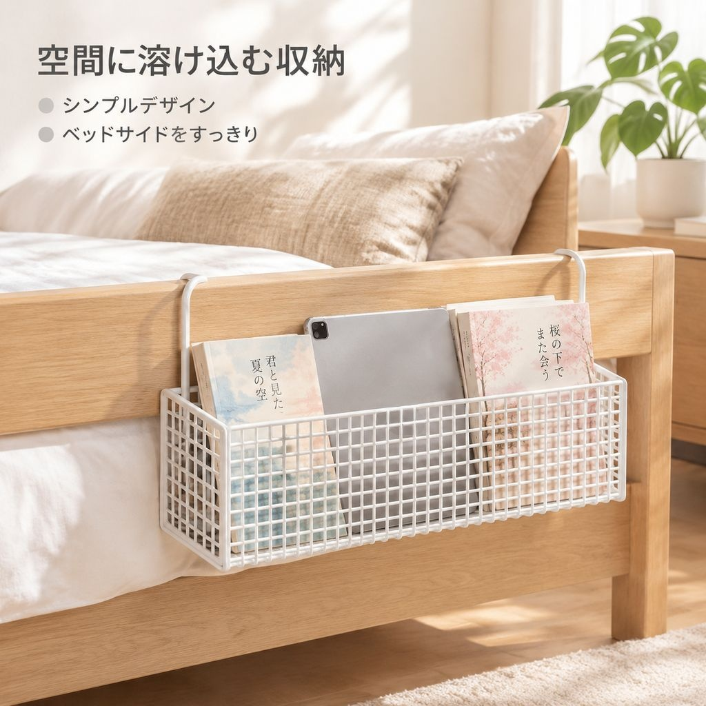 寮用ベッドサイド吊りバスケット収納ラック
