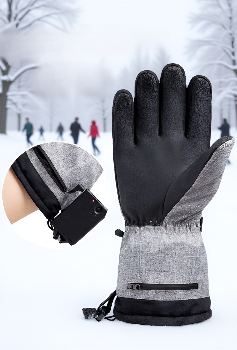 겨울 야외에서 사용 중인 가열 장갑