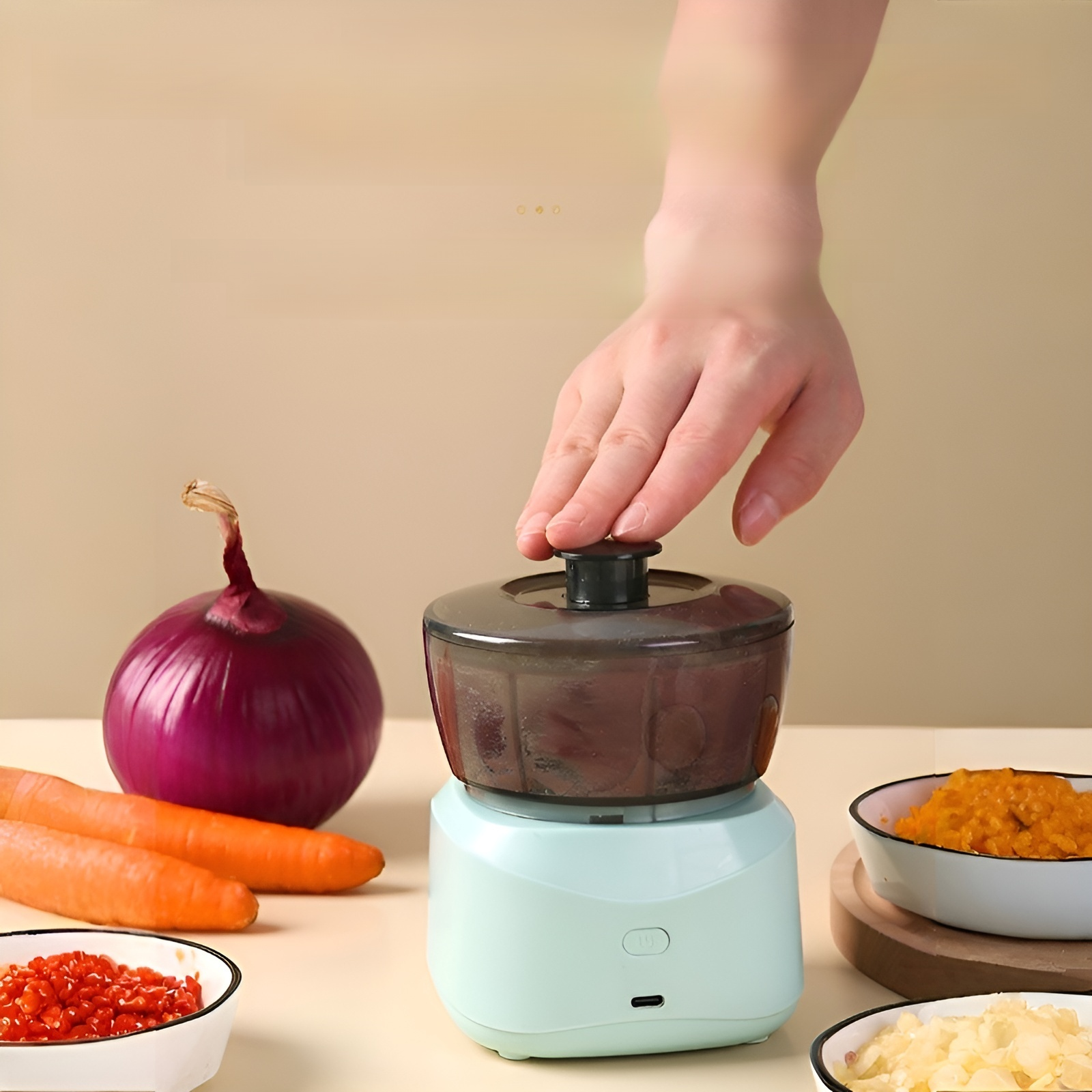 Picadora de carne pequeña doméstica, procesador multifuncional, mezclador de verduras y ajo