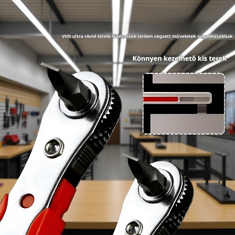  90 fokos derékszögű racsnis csavarhúzó és multifunkciós villáskulcs készlet