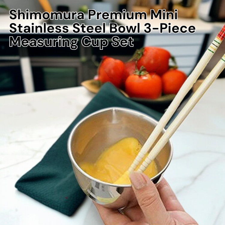Shimomura Mini Stainless Steel Bowls (Set of 3) with Measuring Cup