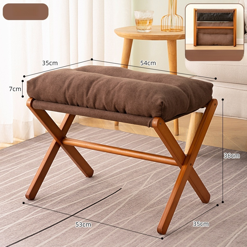 Tabouret pliable épais en bois pour salon, repose-pieds, petit tabouret Maza