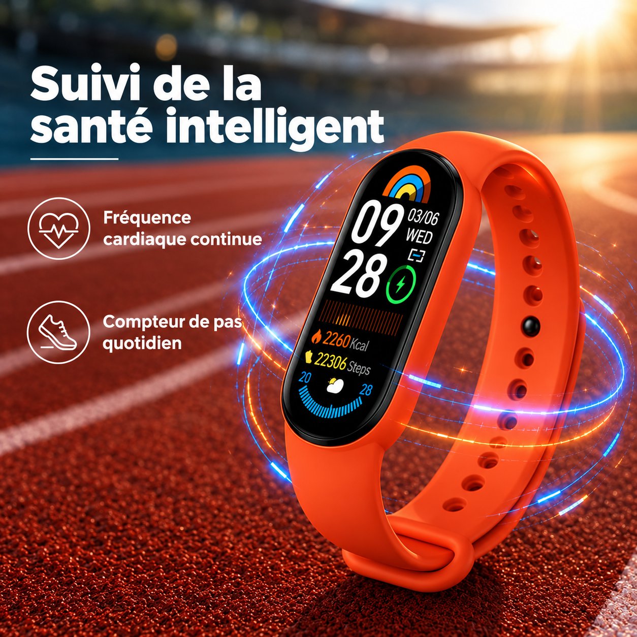 Smartband M9 Étanche, Surveillance de l'Oxygène Sanguin, du Rythme Cardiaque et du Sommeil