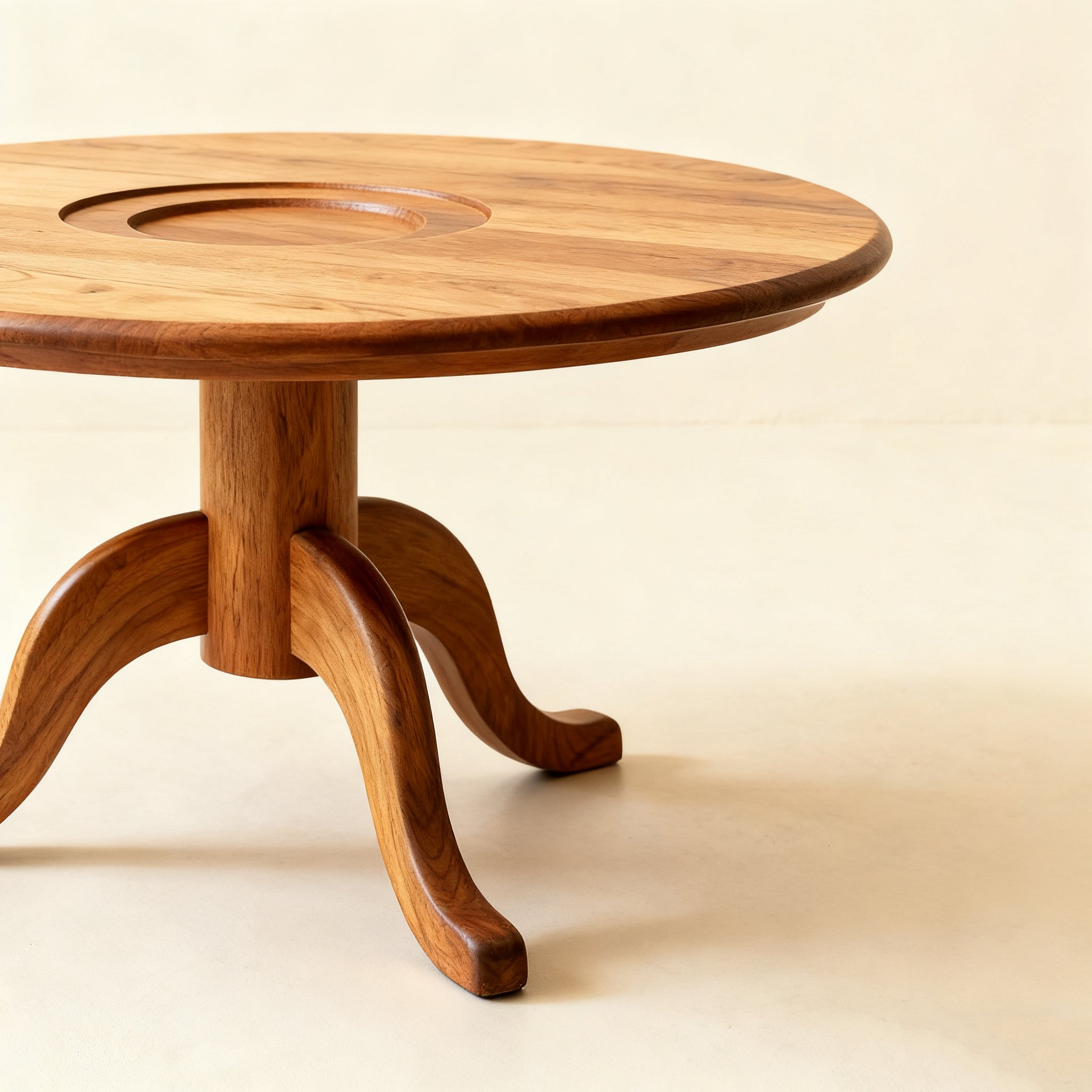 โต๊ะรับประทานอาหารไม้แท้ทรงกลมดีไซน์โมเดิร์นในห้องรับประทานอาหาร