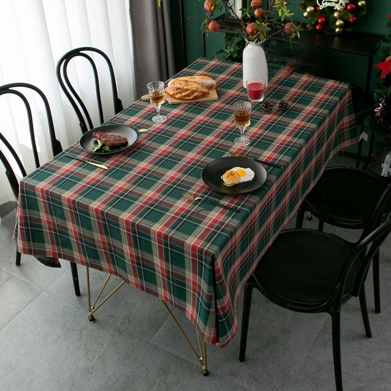 Christmas American Green Plaid Tablecloth, Quality Tablecloth for Coffee Table