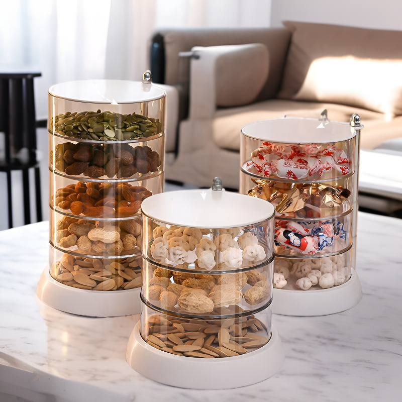 투명 과일 접시 가정용 견과류 간식 다기능 회전 고급스러운 설날 접시
