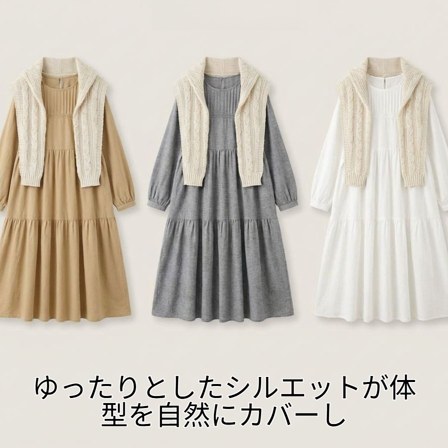 ルーズタイプ綿麻ワンピース＆ショールセット