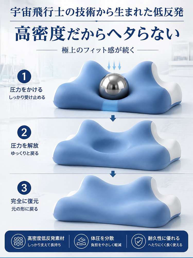 【首の痛みに悩む人におすすめです】接触冷感低反発首肩フィット枕