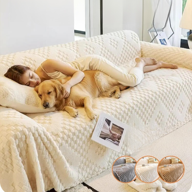 ベルベットジャカード厚手・引っかき防止ソファブランケット