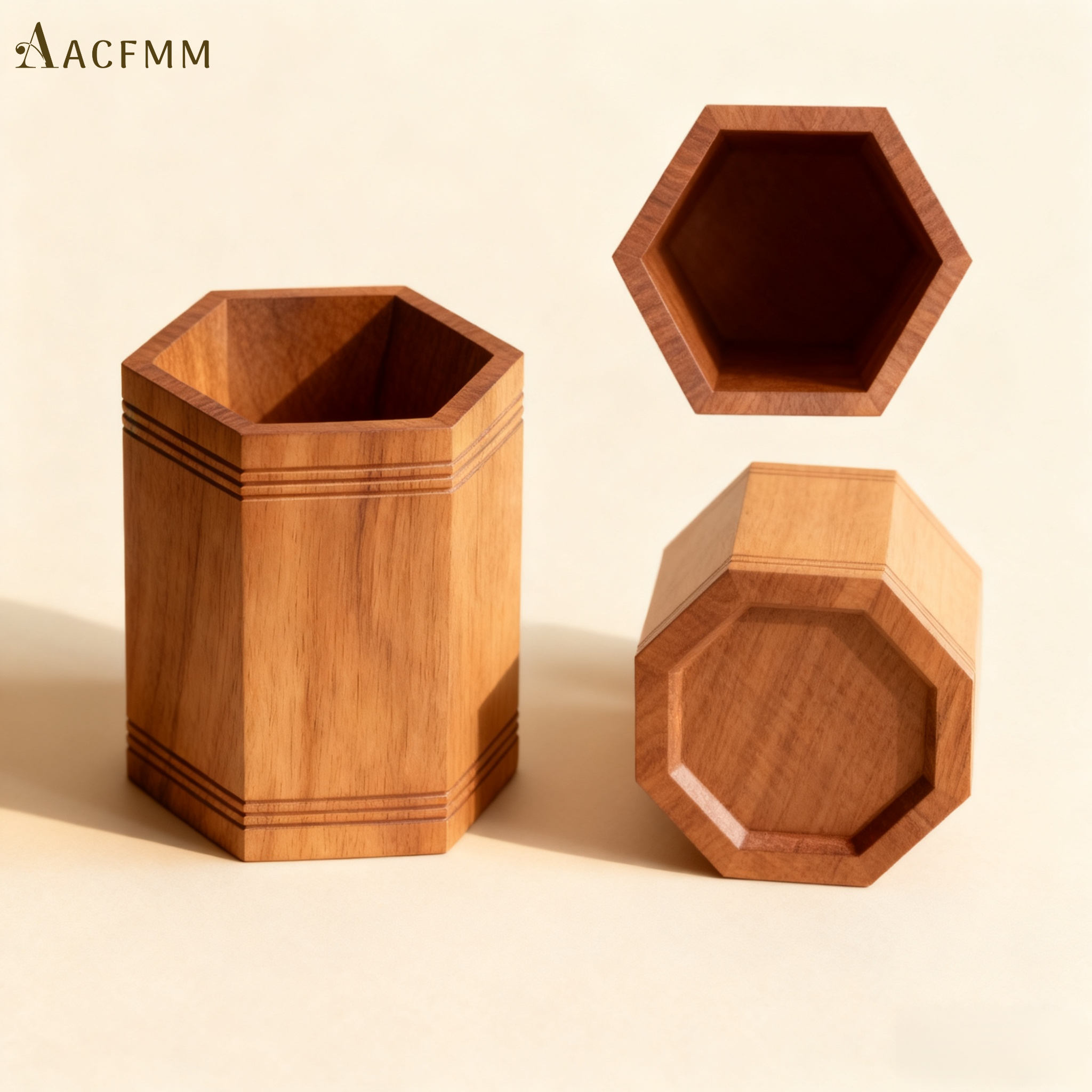 나무 육각형 펜홀더 (5개)