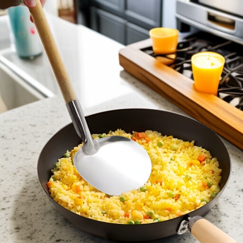 농가 토가 논스틱 냄비 나무 손잡이 둥근 주걱 모자 볶음 주걱 냄비 나무 손잡이 둥근 주걱