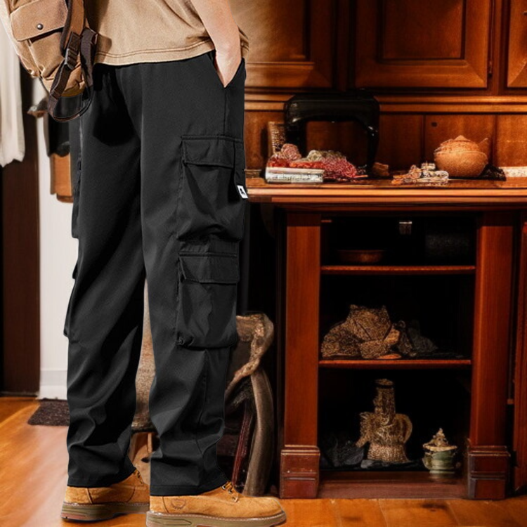 남자 빅사이즈 와이드 일자 카고 팬츠 남 가을 내마모 멀티 포켓 빈티지 카고 팬츠