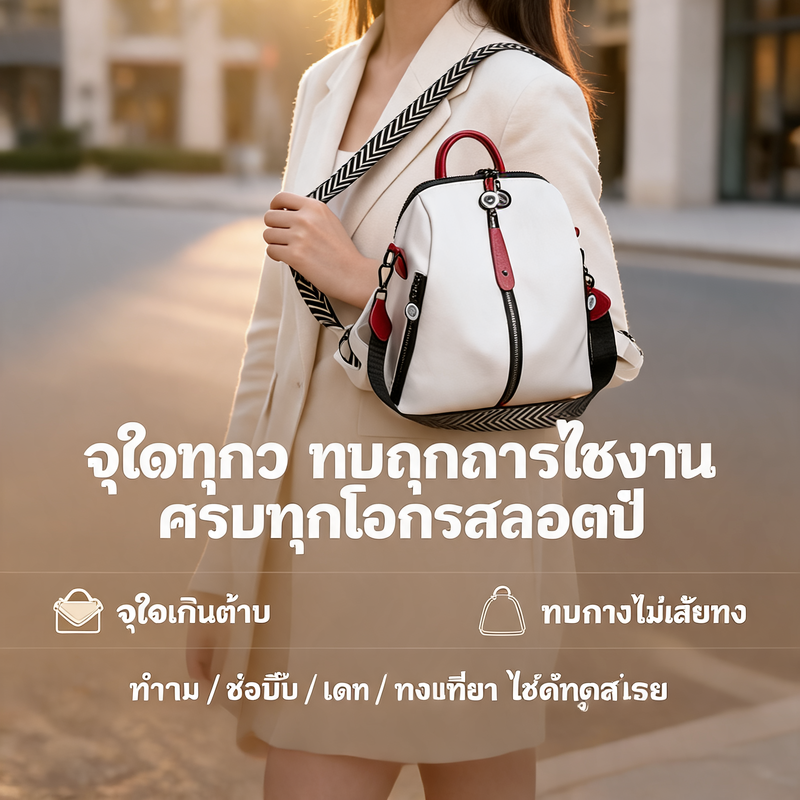 กระเป๋าเป้หนังผู้หญิง ฟังก์ชั่นหลากหลาย สำหรับนักเรียนและวันสบายๆ