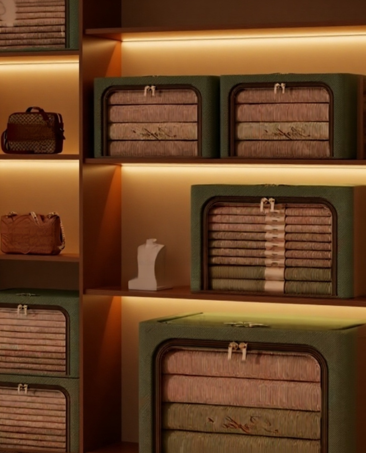 다양한 색상 옷 보관함