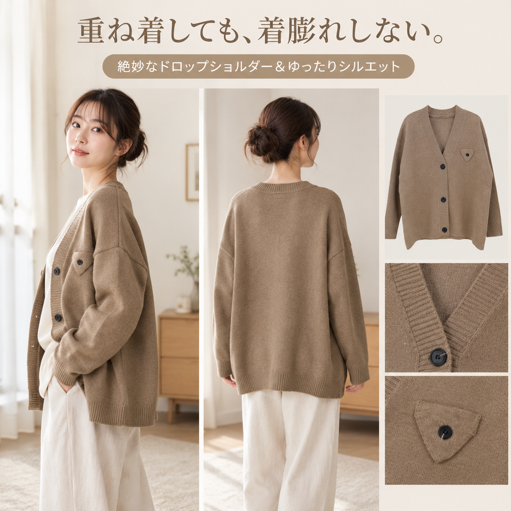 春秋冬 レディース レトロ長袖カーディガン ニット