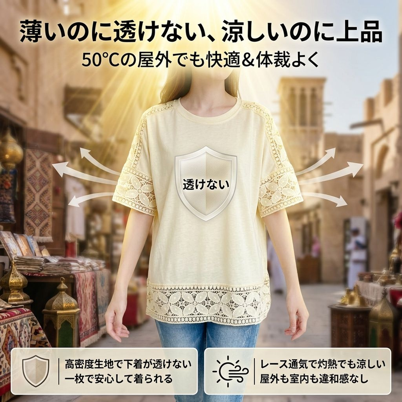 レディースレーストリミング半袖トップス 夏 薄手シャツ