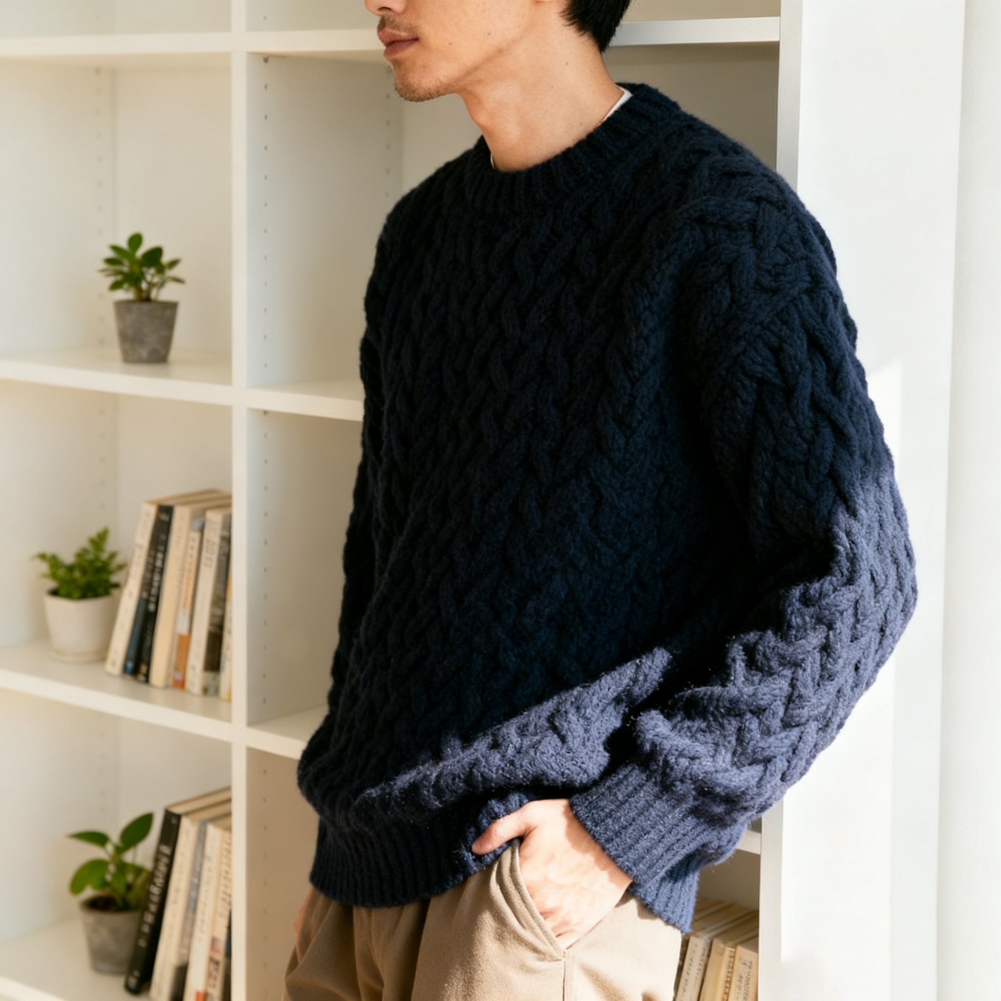 メンズ ケーブルニット セーター