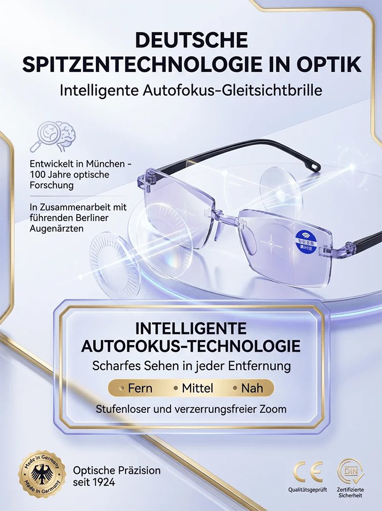 【 Kein Sehtest nötig】Jenaer Optik - Intelligente selbsttönende Lesebrille