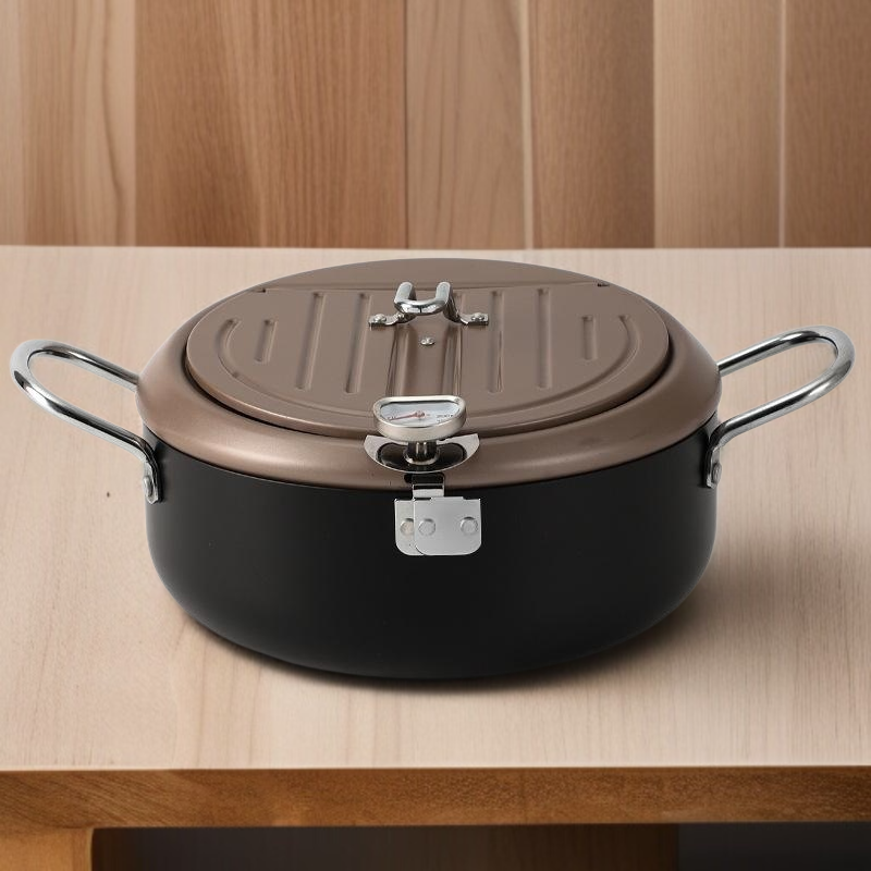 Friteuse multifonction japonaise avec thermomètre intégré, idéale pour tempura