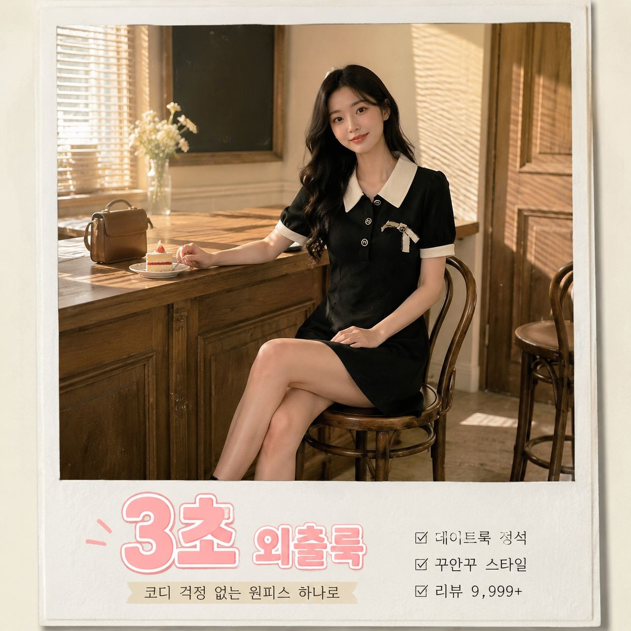 자녀 블랙 A라인 스커트 원피스
