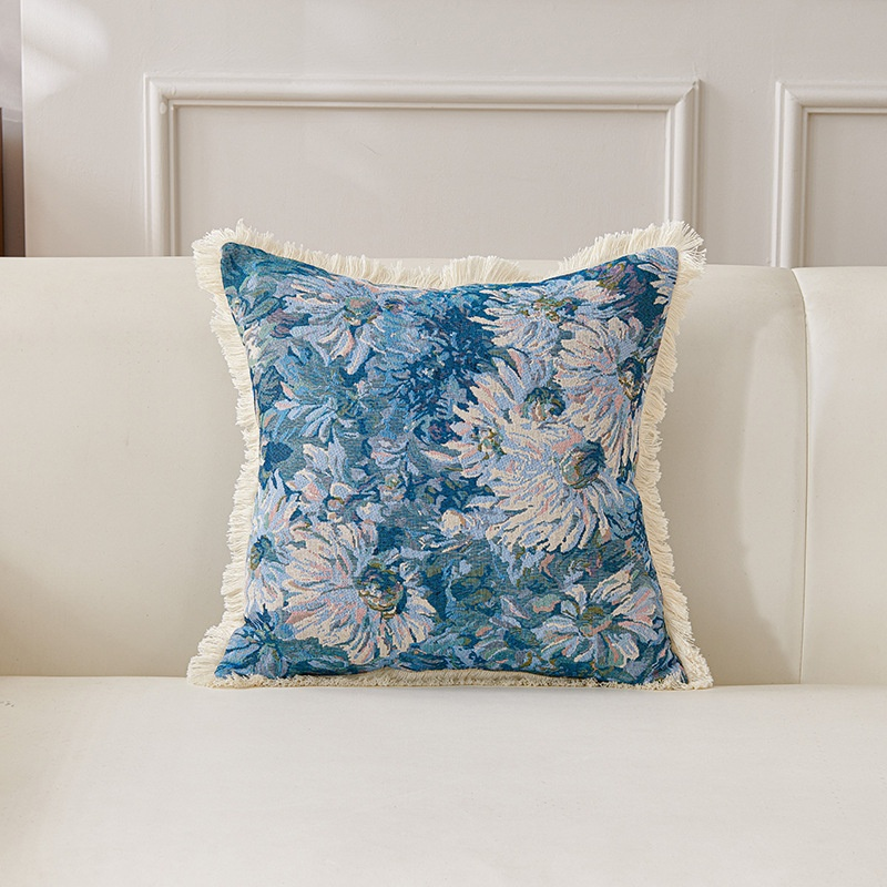 Coussin décoratif rétro en coton et lin