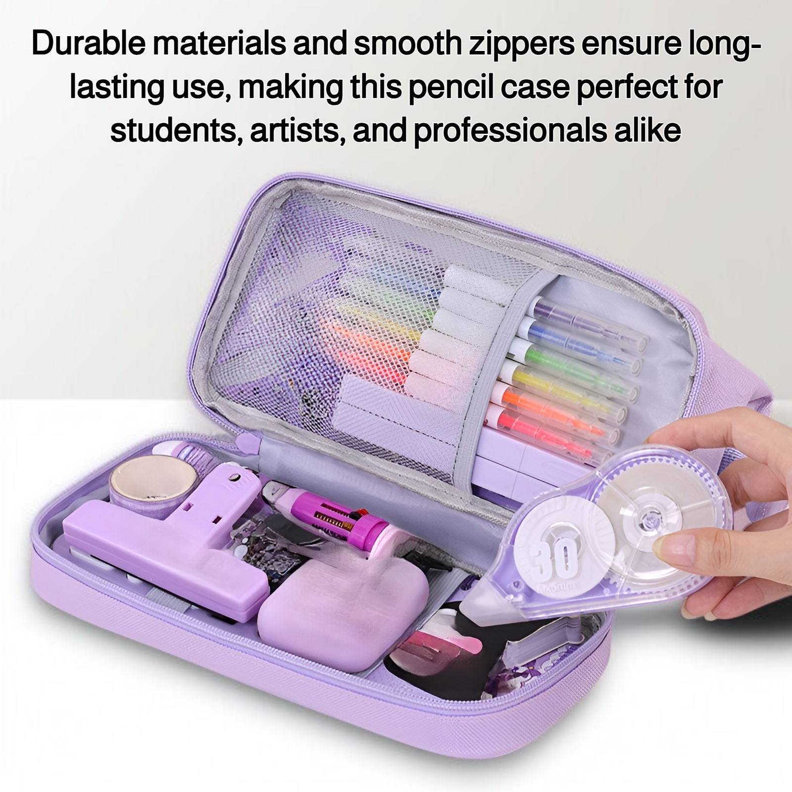 Double layer pencil case with large capacity