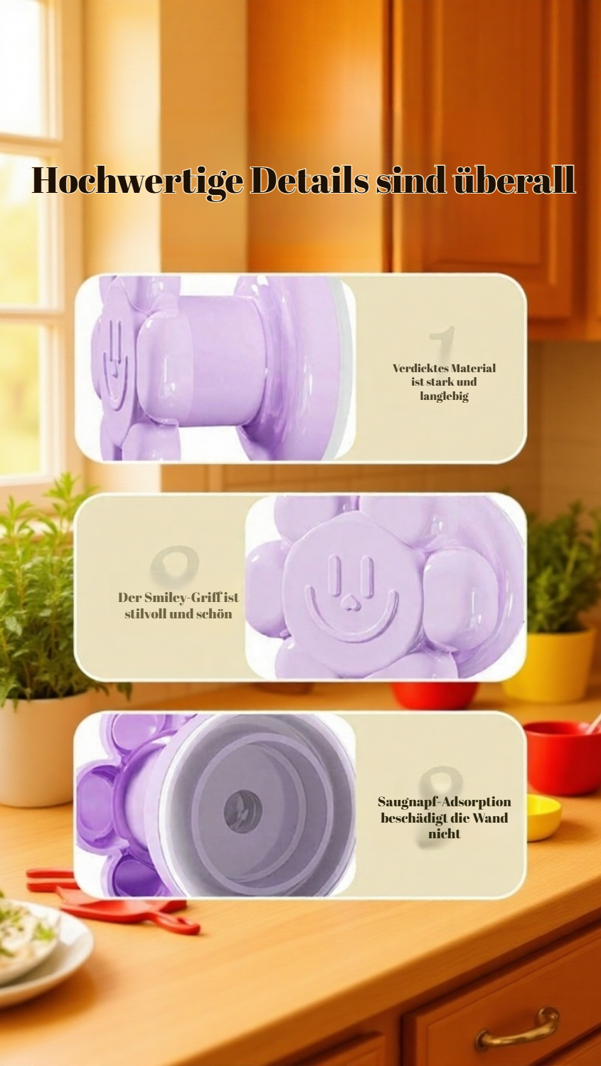 Einfach entfernbarer Türgriff mit Saugnapf