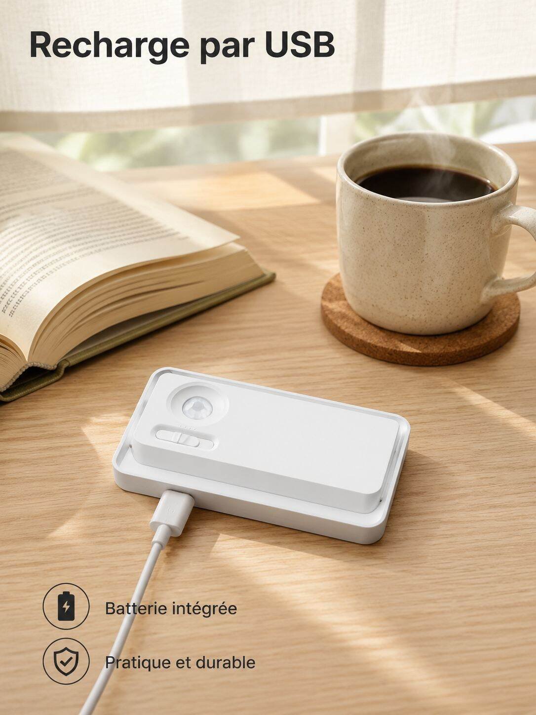 Lampe murale à détection de mouvement, veilleuse de chevet rechargeable USB