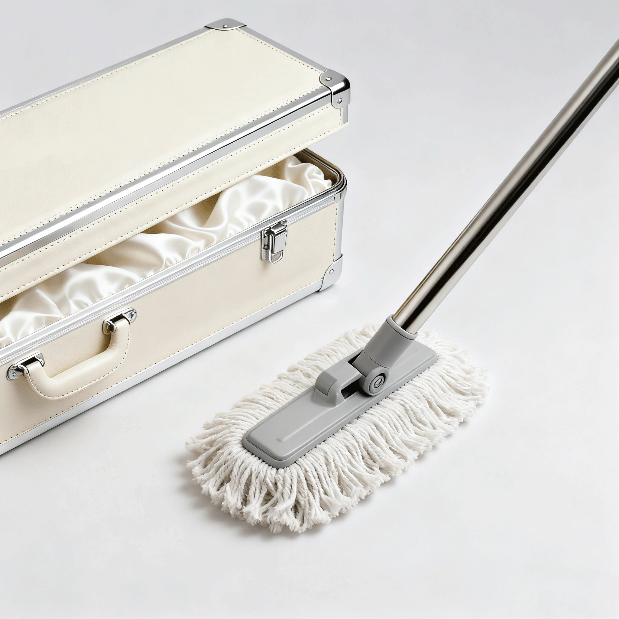 Elegantní krémový mop na čištění v moderním interiéru