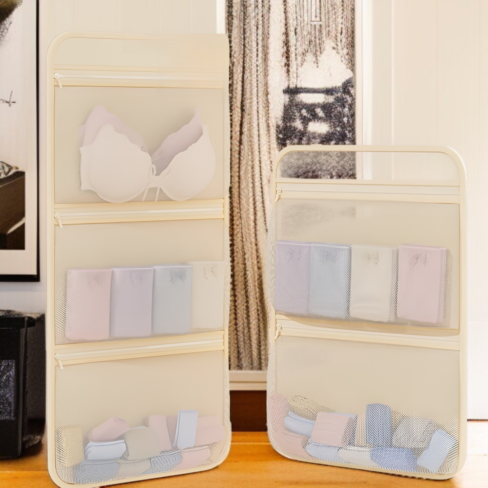 靴下収納ツール 寮のワードローブ 下着吊り下げバッグ 吊り下げネットバッグ ベッドサイド収納バッグ