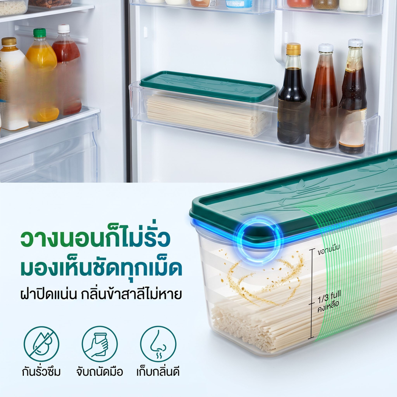 กล่องเก็บอาหารอเนกประสงค์สำหรับตู้เย็น แบบปิดสนิท