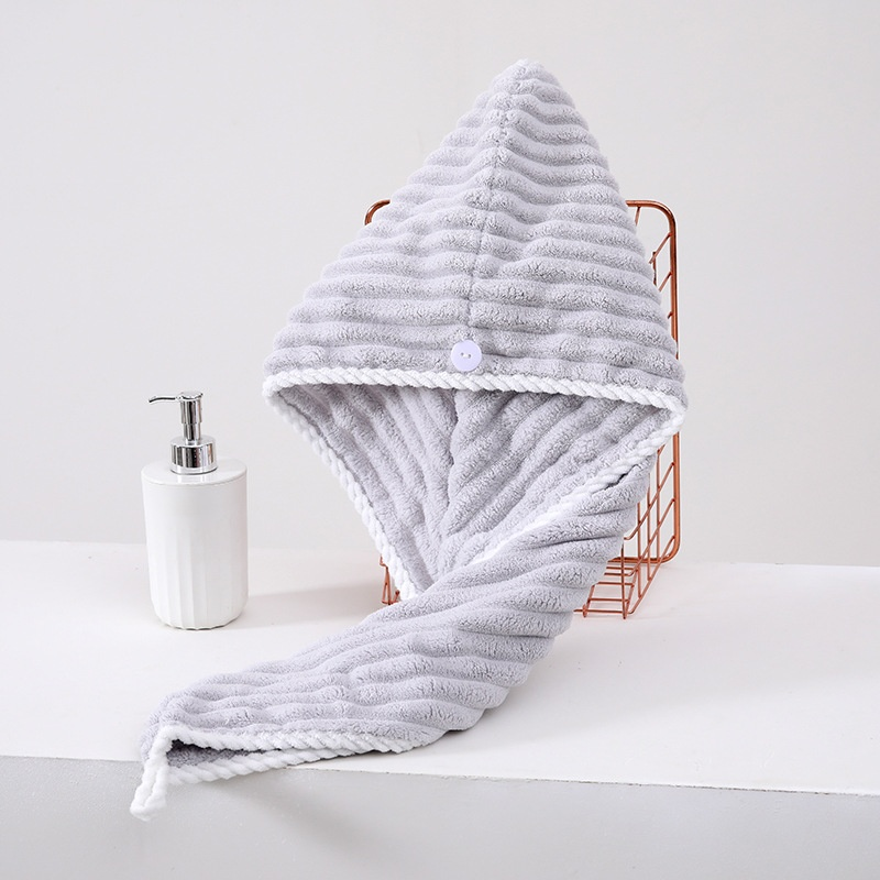 Ladies’ Thick Coral Fleece Absorbent Quick-Drying Hair Drying Cap